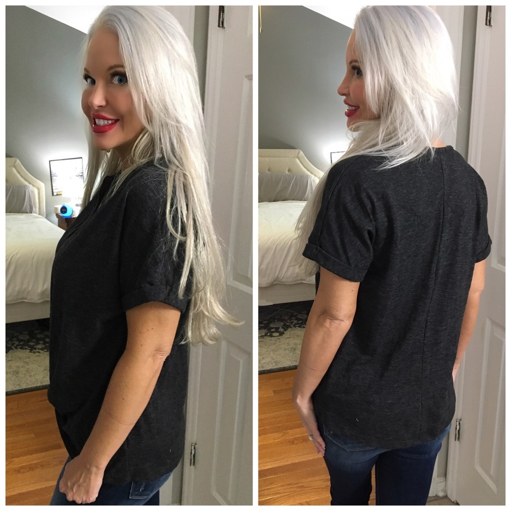 ❤️LAST 1! ❤️ Black Mineral Wash Front Twist Top! - Picture 2 of 2